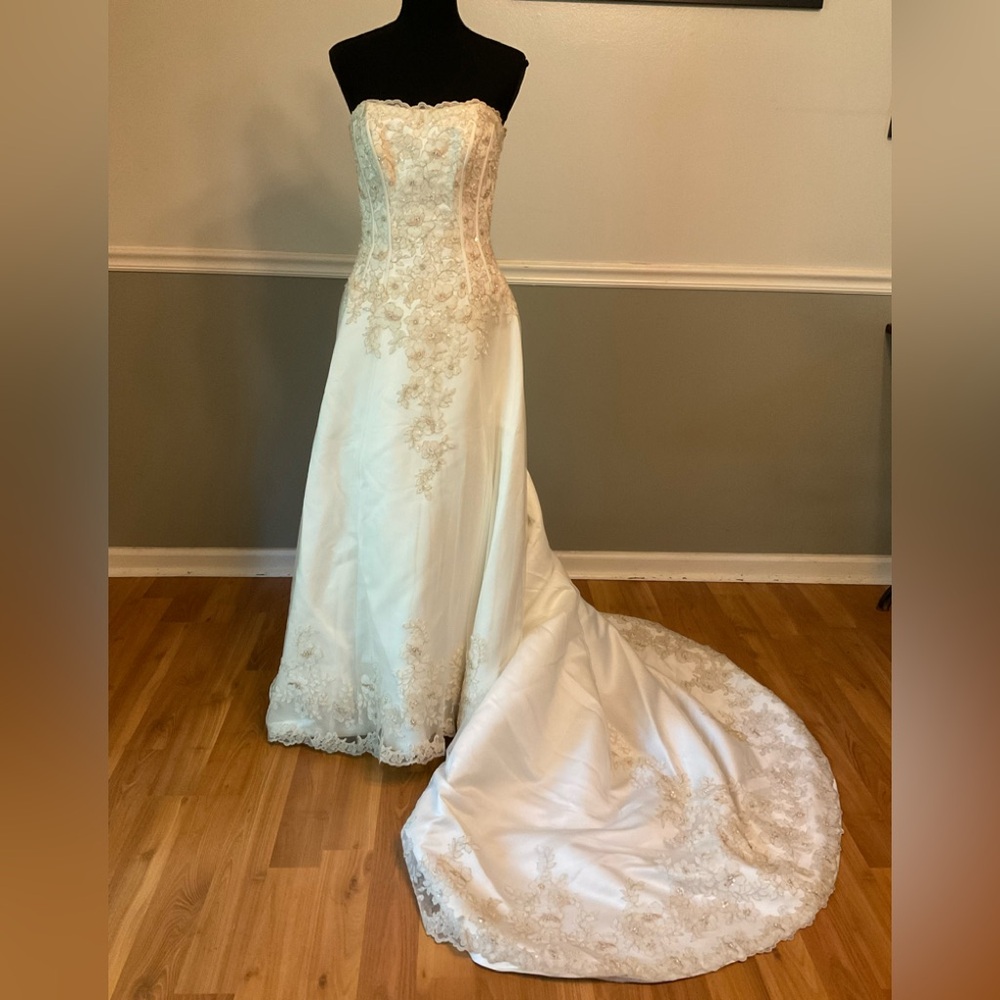Maggie Sottero Haute Couture Ivory and Lace Strapless Gown